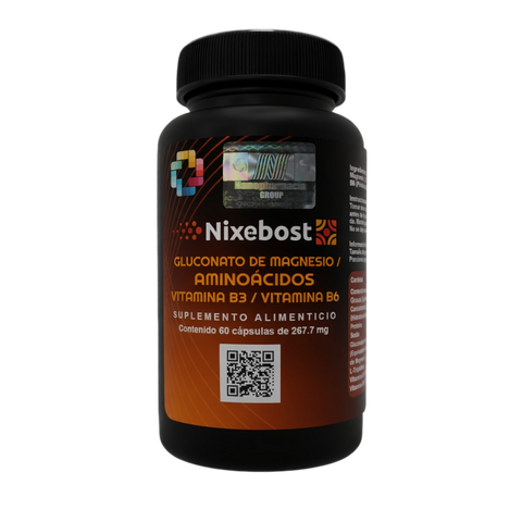 NIXEBOST- suplemento alimenticio con Gluconato de magnesio-vitamina B6-B3